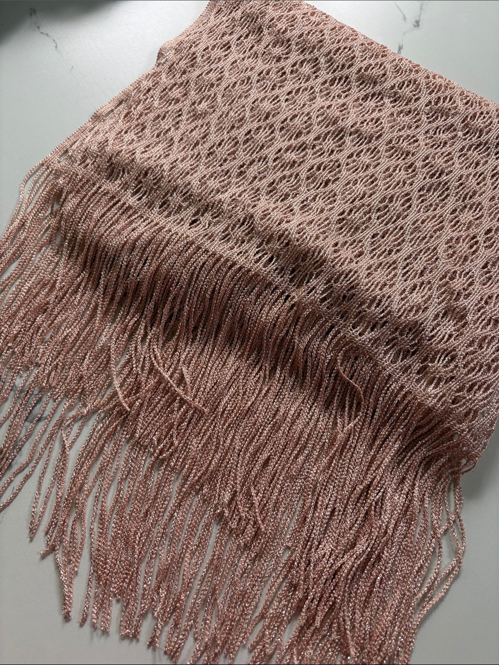 Women's Fringed Knit Scarf - Blush Pink